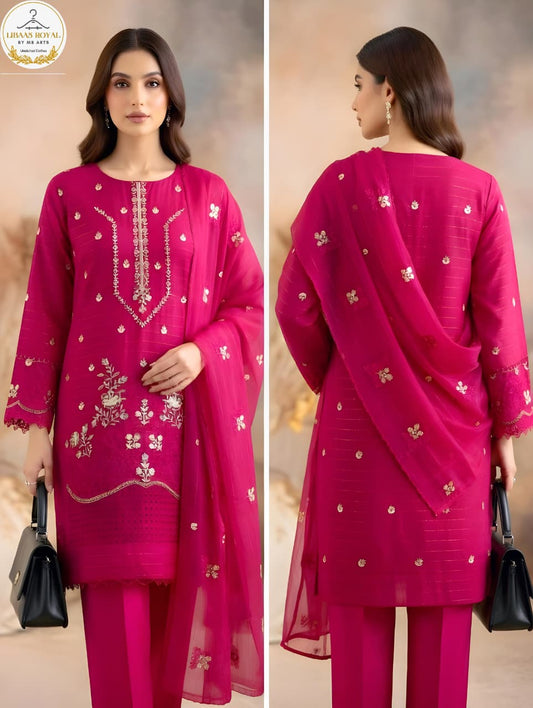 Premium 3-Piece Lawn Ensemble with Tube Embroidery