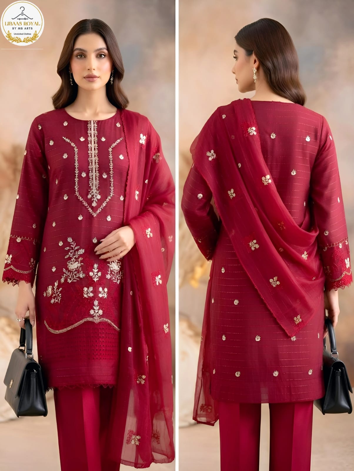 Premium 3-Piece Lawn Ensemble with Tube Embroidery